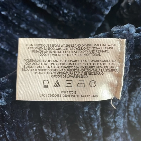 Orvis Navy Blue Chenille Knit Long Sleeve Crew neck Sweater- Large - Picture 9 of 13